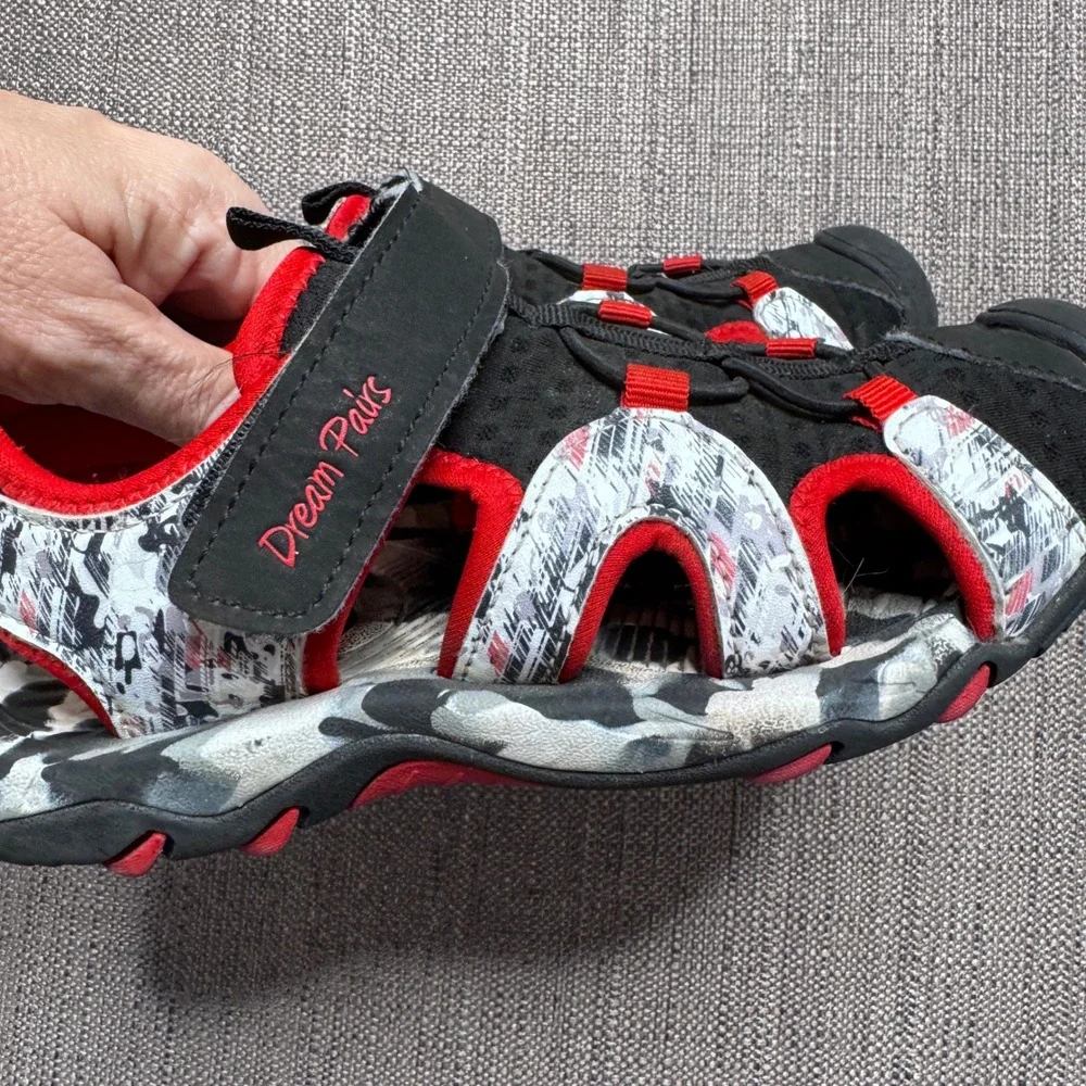 Dream Pairs Kids SDAS2305K Outdoor Adventure Sandals Black Red White Size 2